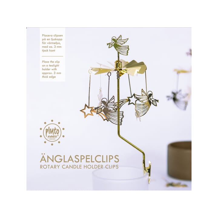 Draaiende waxinelichthouder clips engelen & sterren, Goud Pluto Design