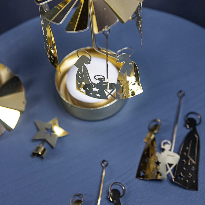 Draaiende waxinelichthouder kribbe gezin, Goud Pluto Design