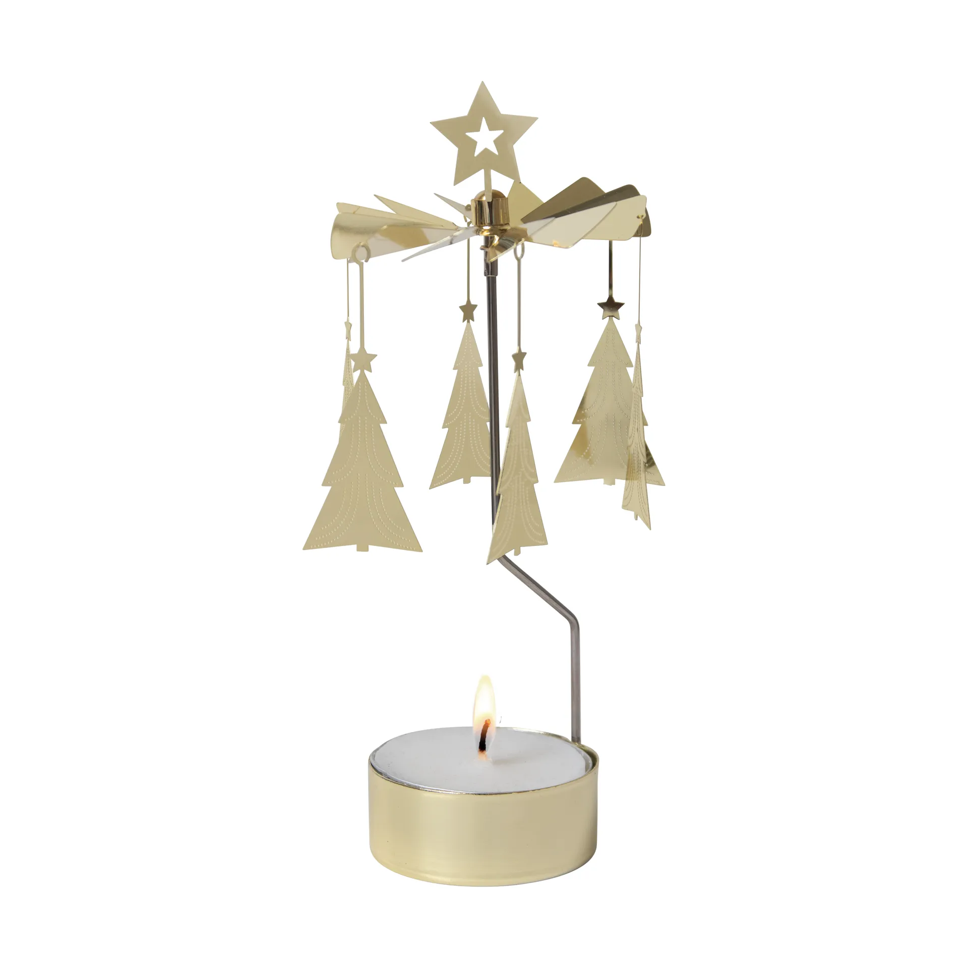 Draaiende waxinelichtjeshouder Christmas tree, Goud Pluto Design