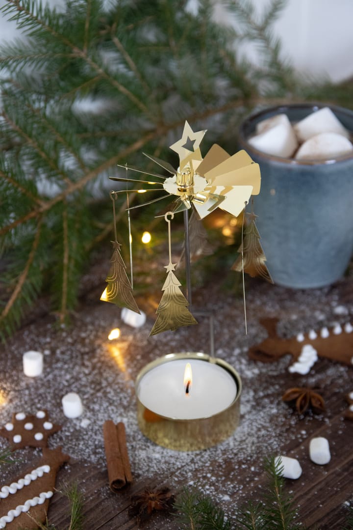 Draaiende waxinelichtjeshouder Christmas tree, Goud Pluto Design