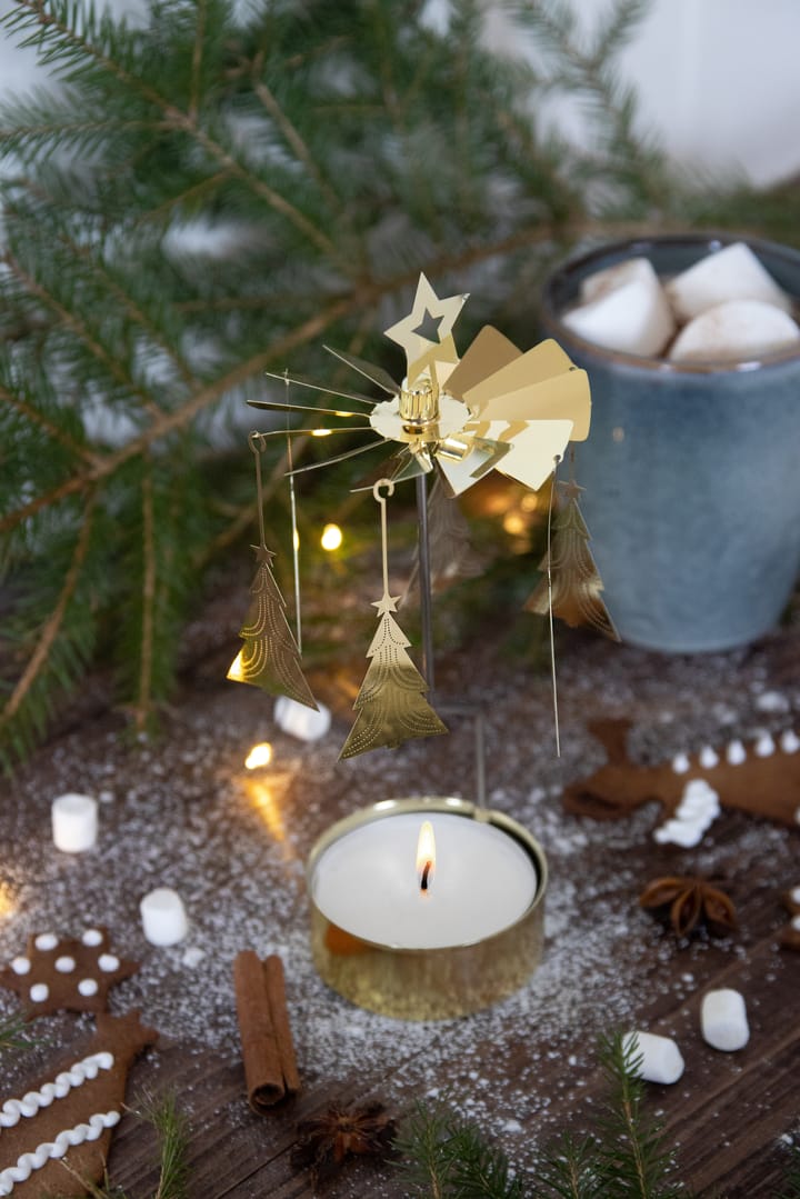 Draaiende waxinelichtjeshouder Christmas tree - Goud - Pluto Design