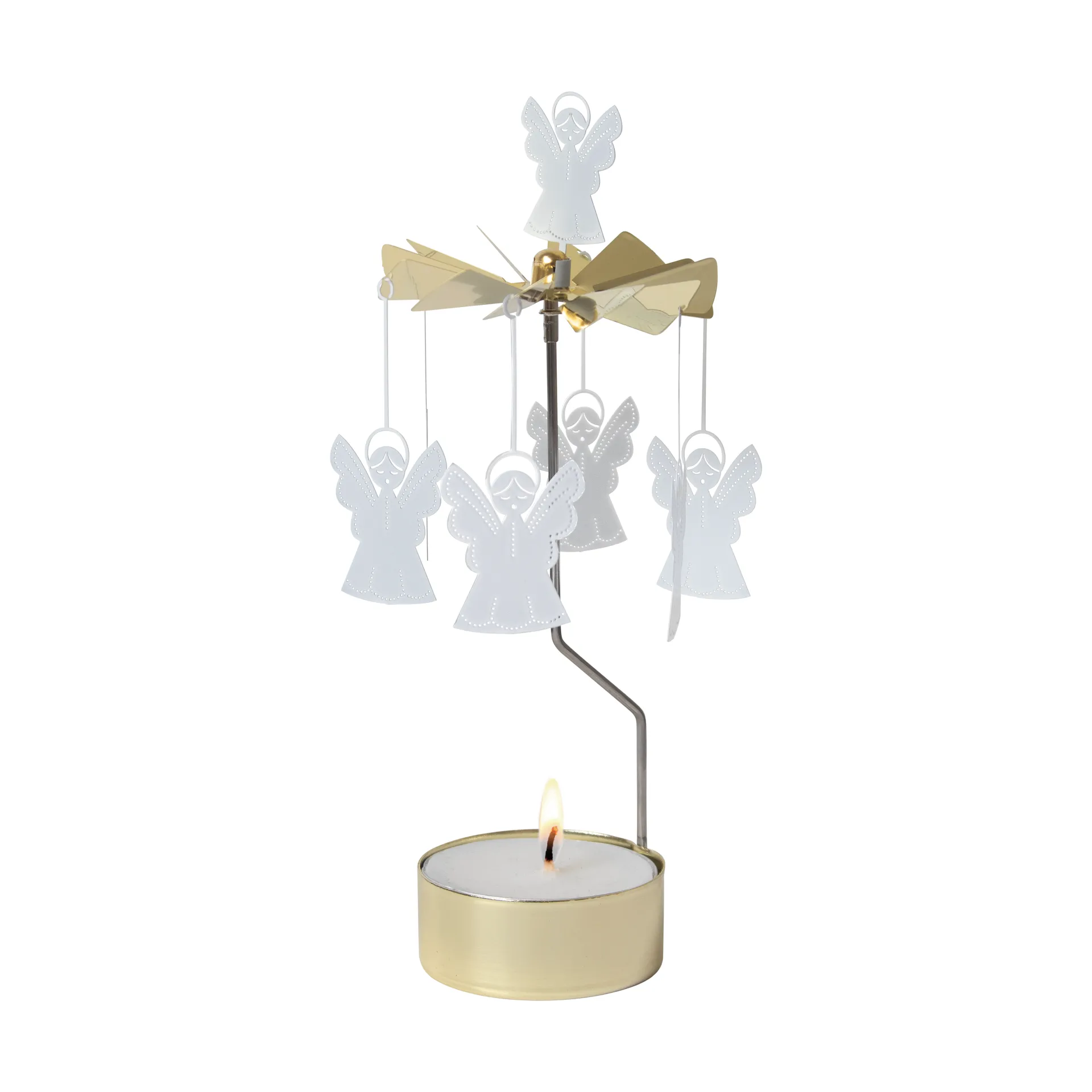 Draaiende waxinelichtjeshouder Singing angel, Goud Pluto Design