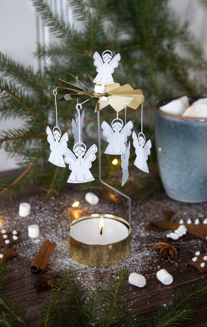 Draaiende waxinelichtjeshouder Singing angel, Goud Pluto Design