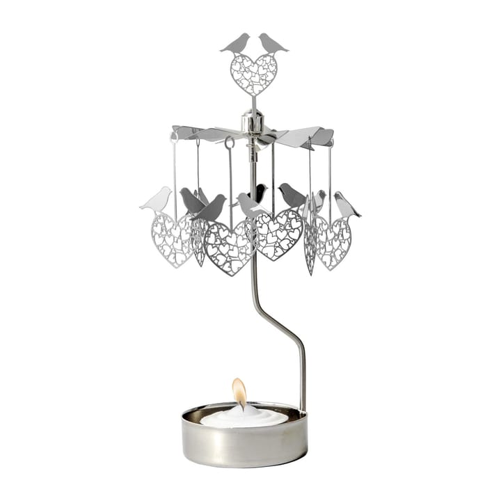 Draaiende waxinelichtjeshouder vogelhartje - Zilver - Pluto Design