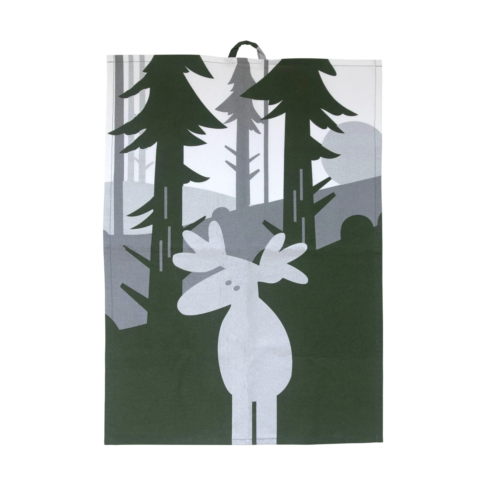 Eland keukenhanddoek 50x70 cm, Groen-zilver-wit Pluto Design