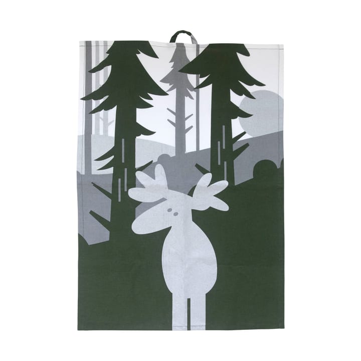 Eland keukenhanddoek 50x70 cm, Groen-zilver-wit Pluto Design