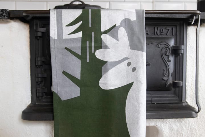 Eland keukenhanddoek 50x70 cm, Groen-zilver-wit Pluto Design