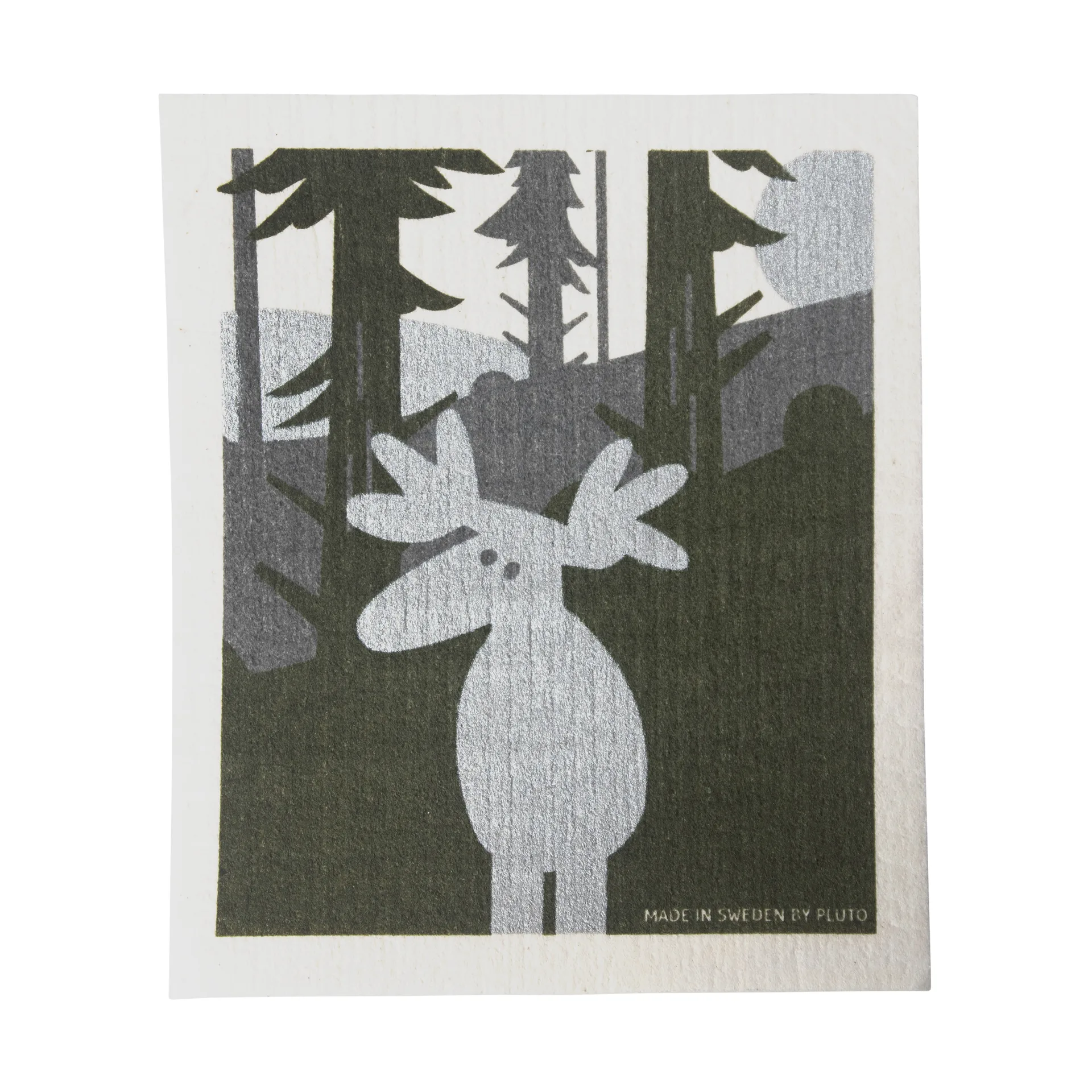 Eland vaatdoek 17.2x20 cm, Groen-zilver-wit Pluto Design