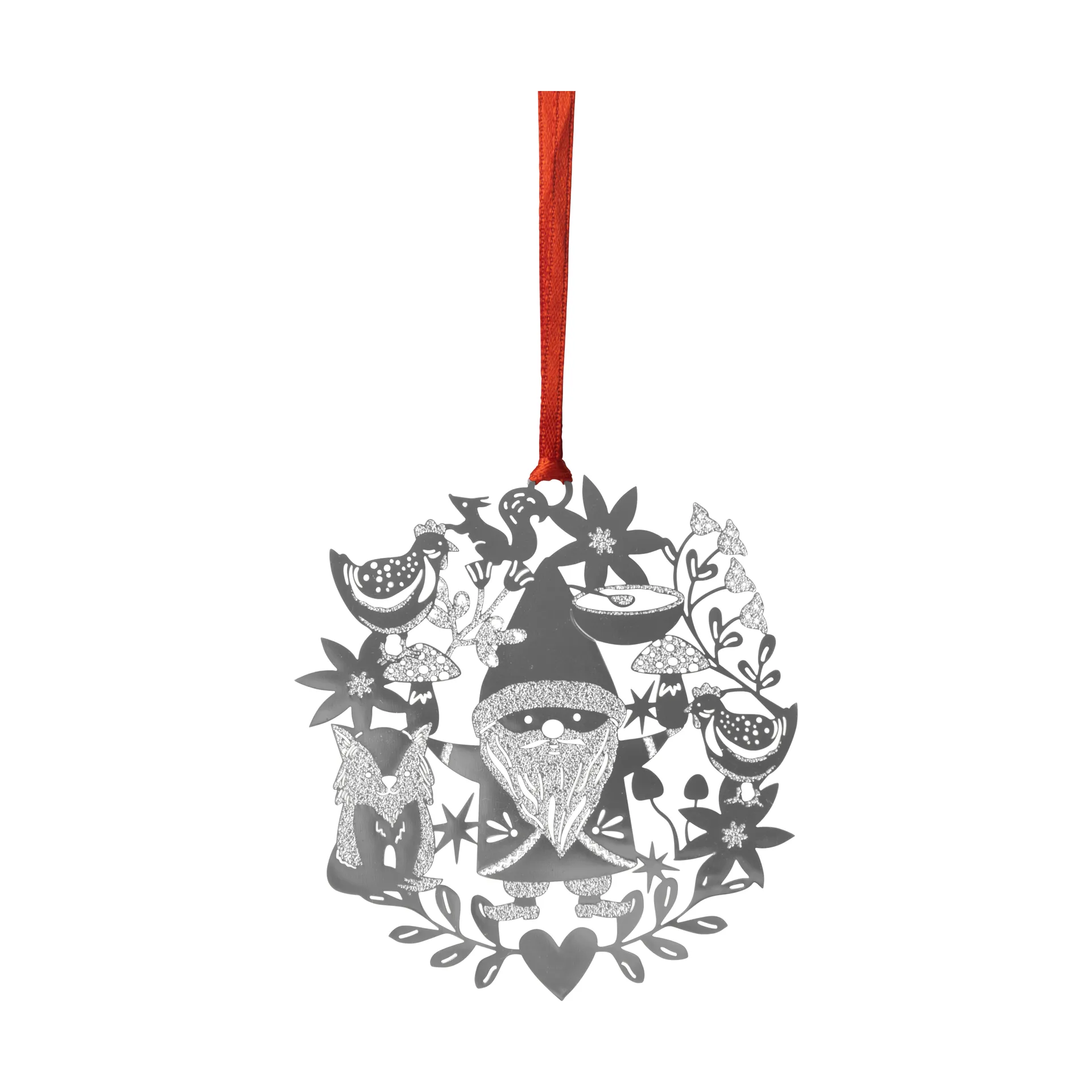 Fox & Santa kersthanger, Zilverkleurig Pluto Design