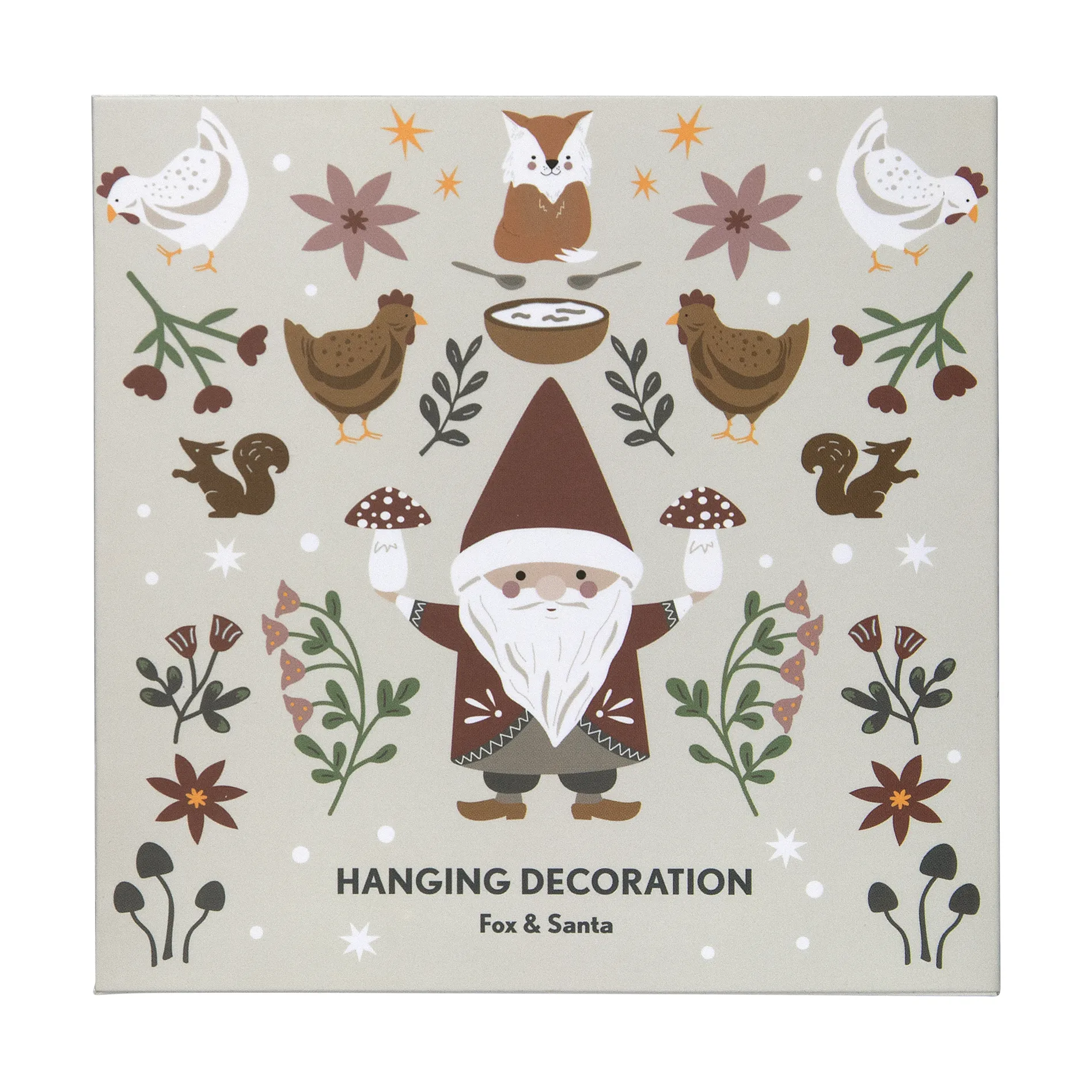 Fox & Santa kersthanger, Zilverkleurig Pluto Design