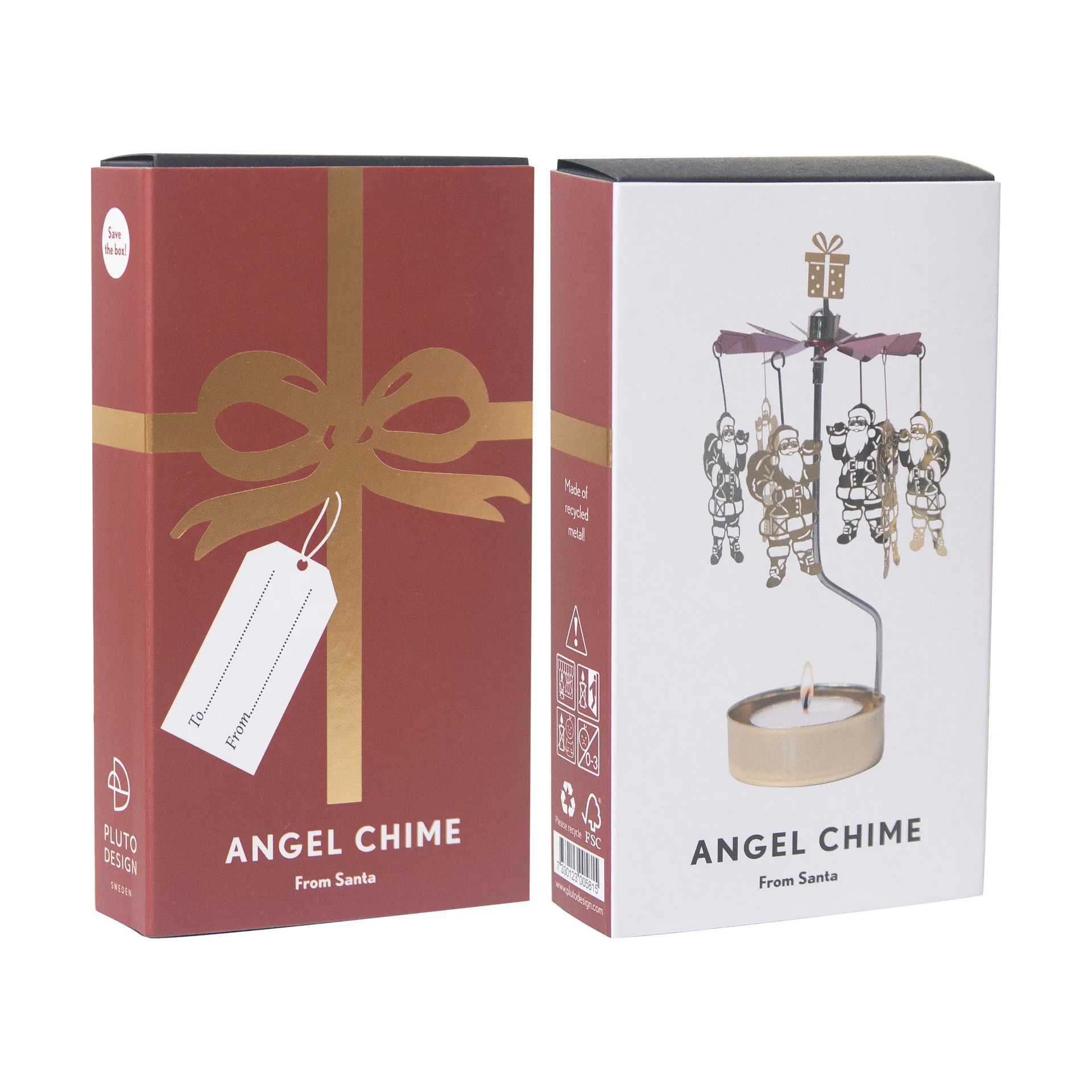 From Santa theelicht carrousel, Goud-rode spinner Pluto Design