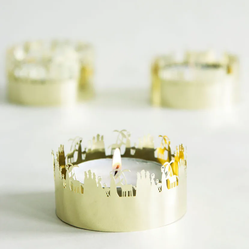 Geëtste kandelaar goud, Kribbe Pluto Design