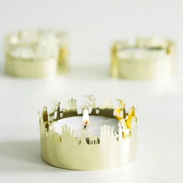 Geëtste kandelaar goud - Kribbe - Pluto Design