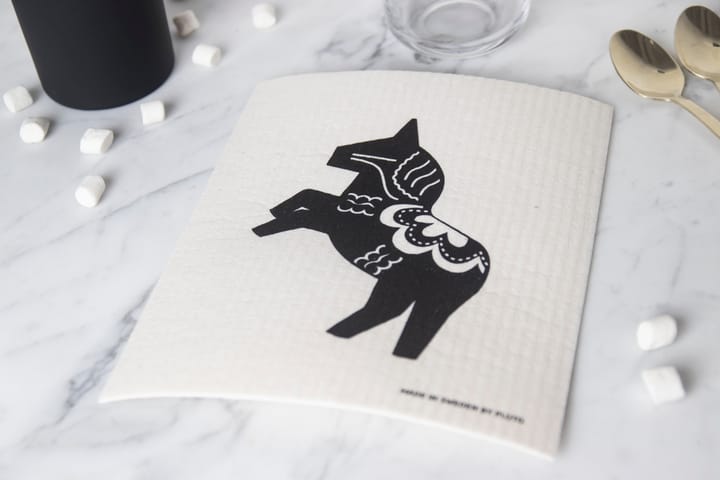 Häst vaatdoekje 17x20 cm, Zwart-wit Pluto Design