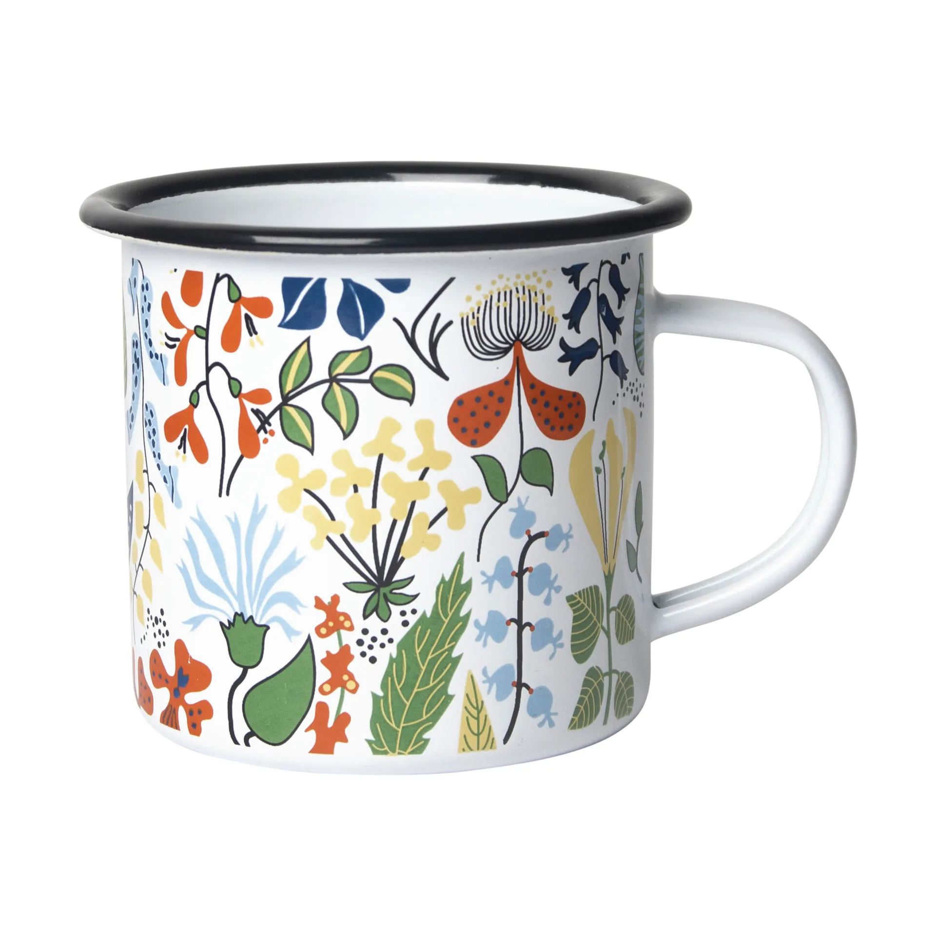 Herbarium emaille mok, Wit-multi Pluto Design