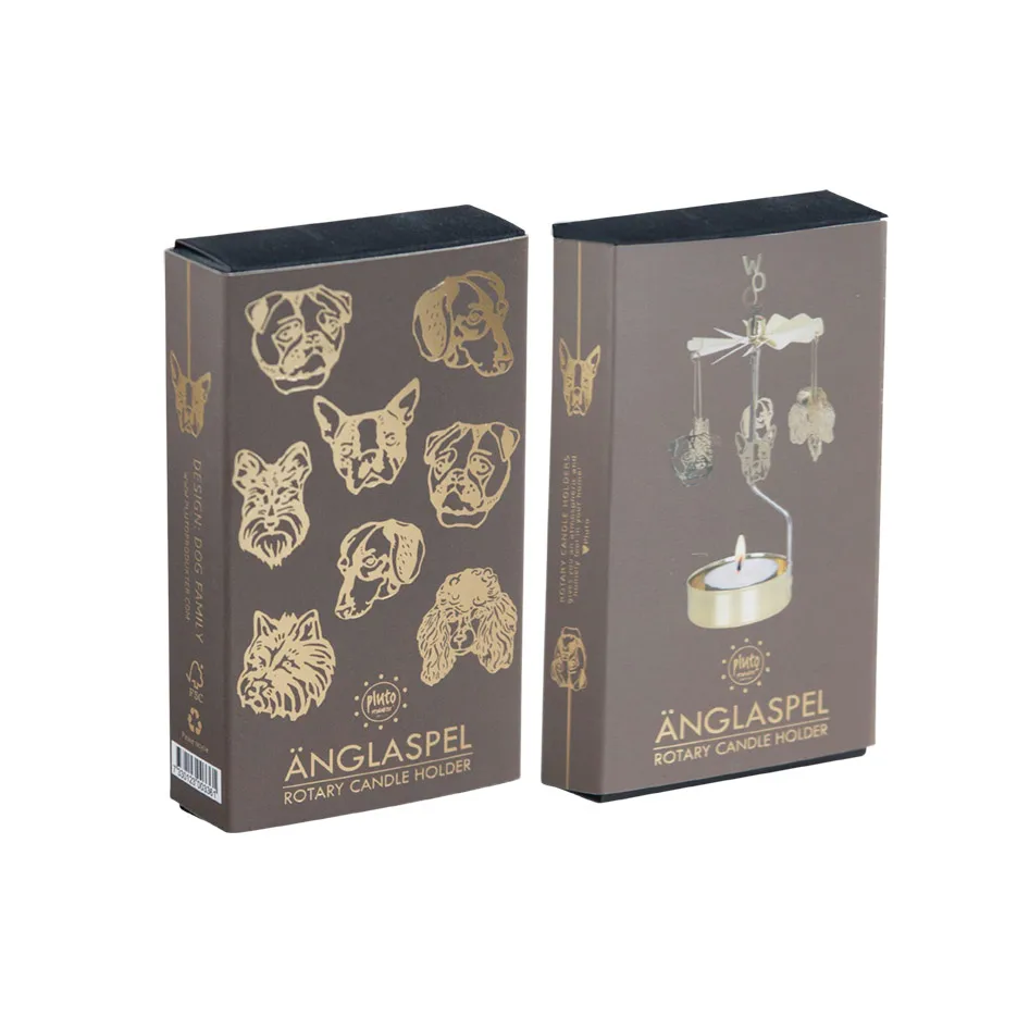 Hondenfamilie waxinelichtjeshouder, Goud Pluto Design