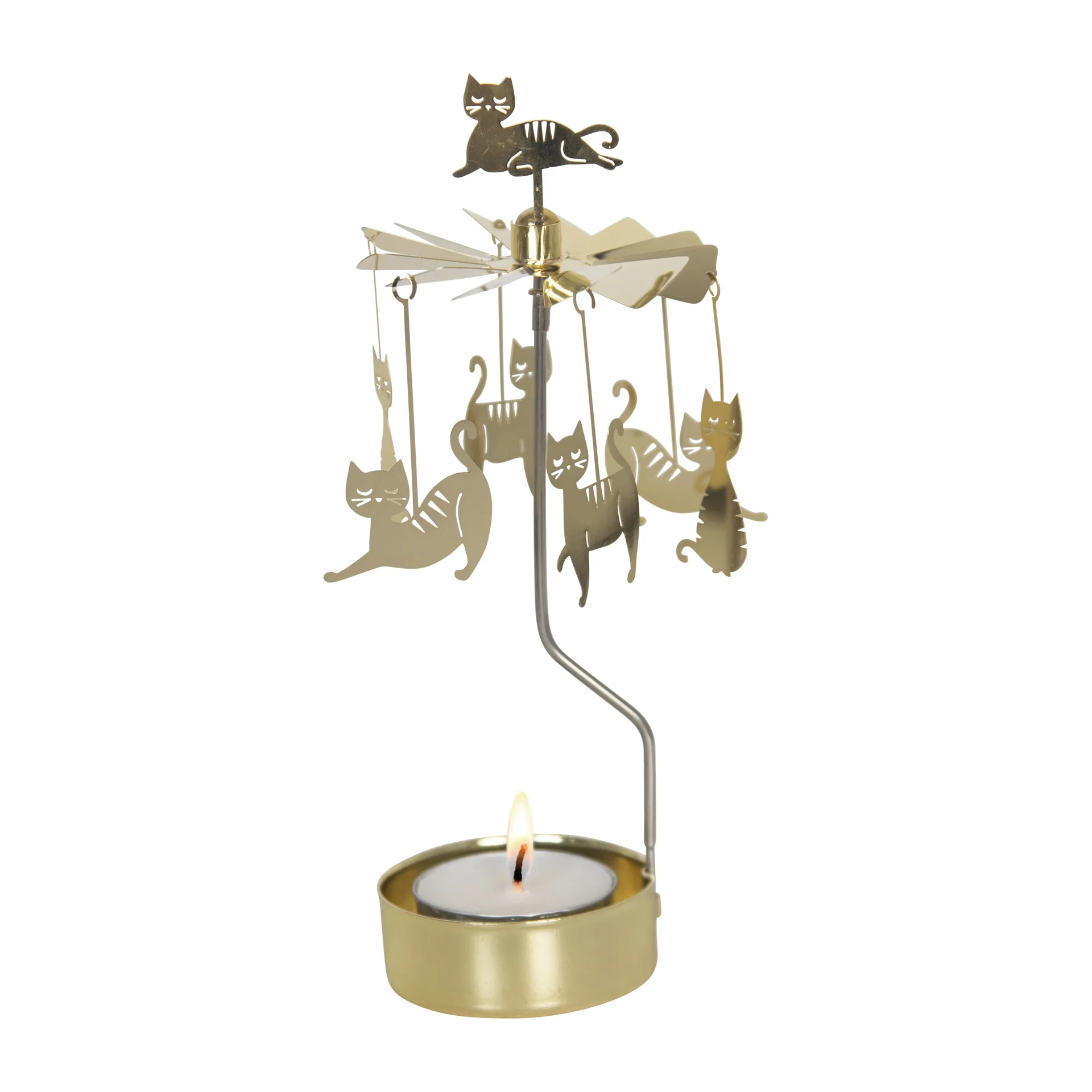 Kattenfamilie waxinelichtjeshouder, Goud Pluto Design