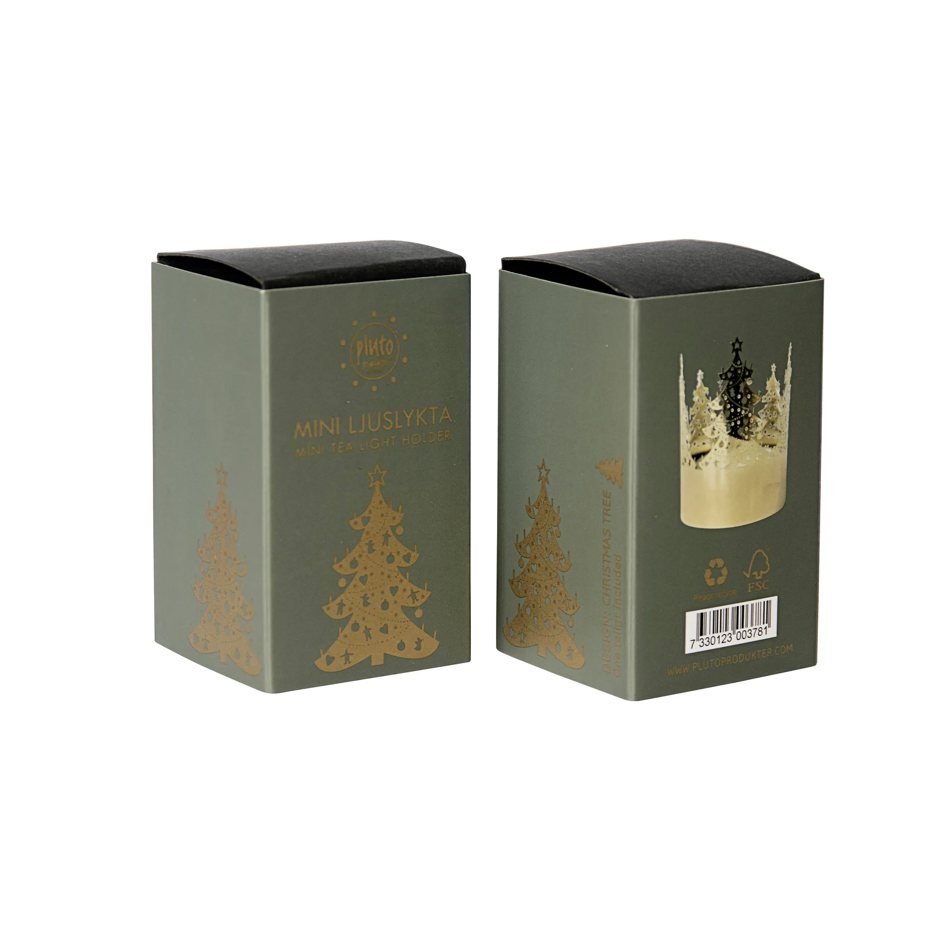 Mini waxinelichtjeshouder Ø4,5 cm, Kerstboom Pluto Design