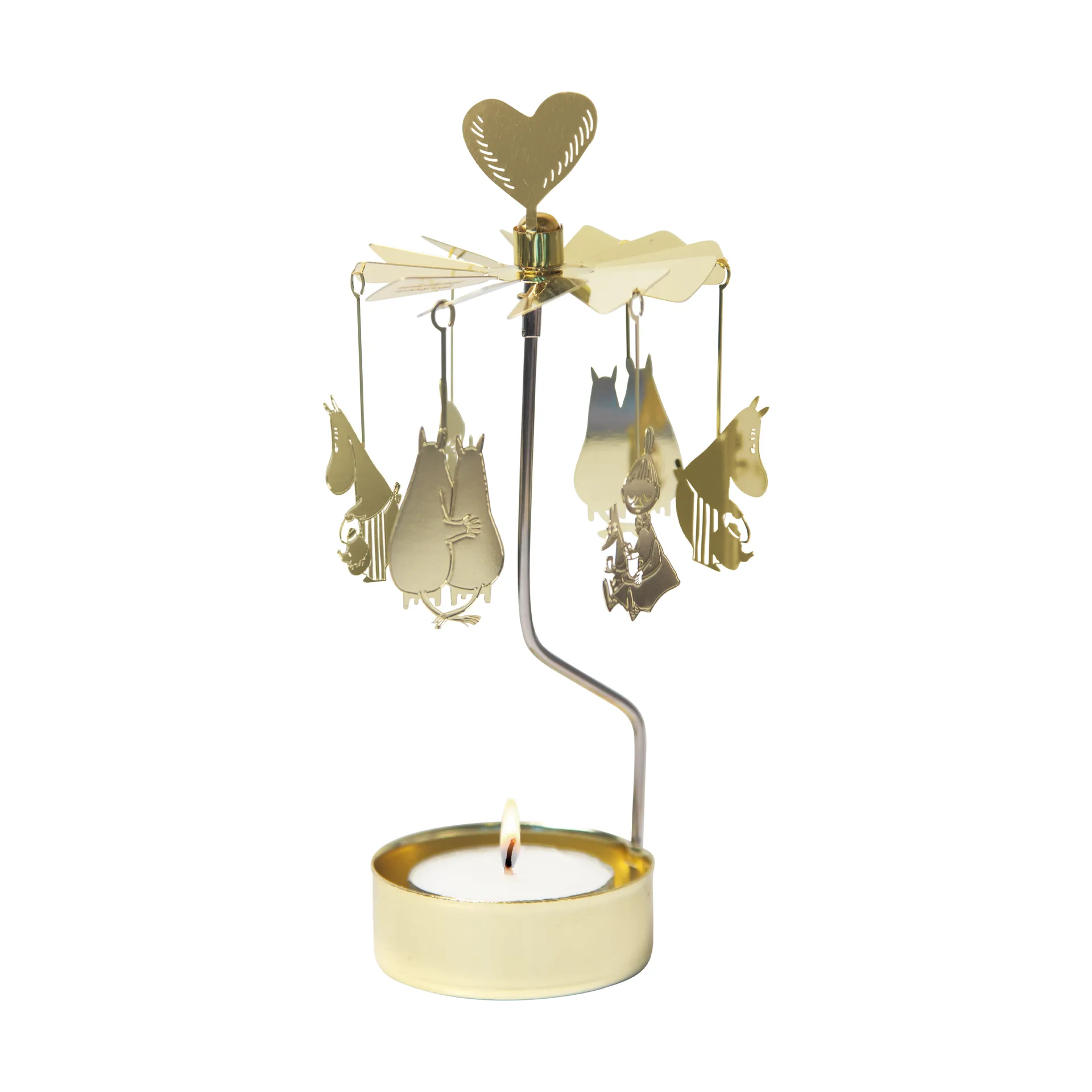 Moomin 80 theelicht carrousel, Goud Pluto Design
