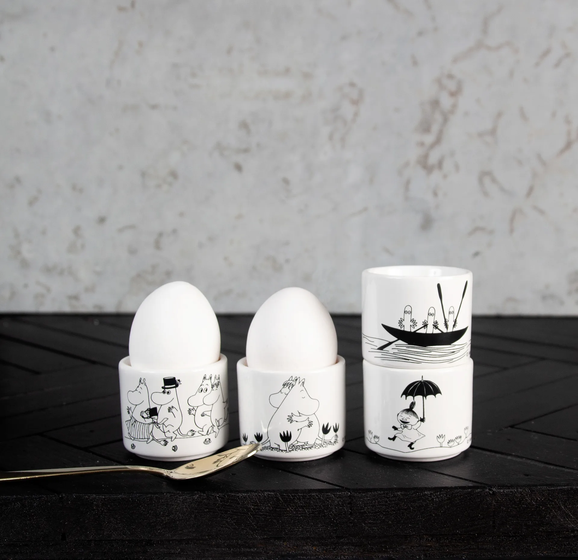 Moomin eierdop 4-delig, Wit Pluto Design