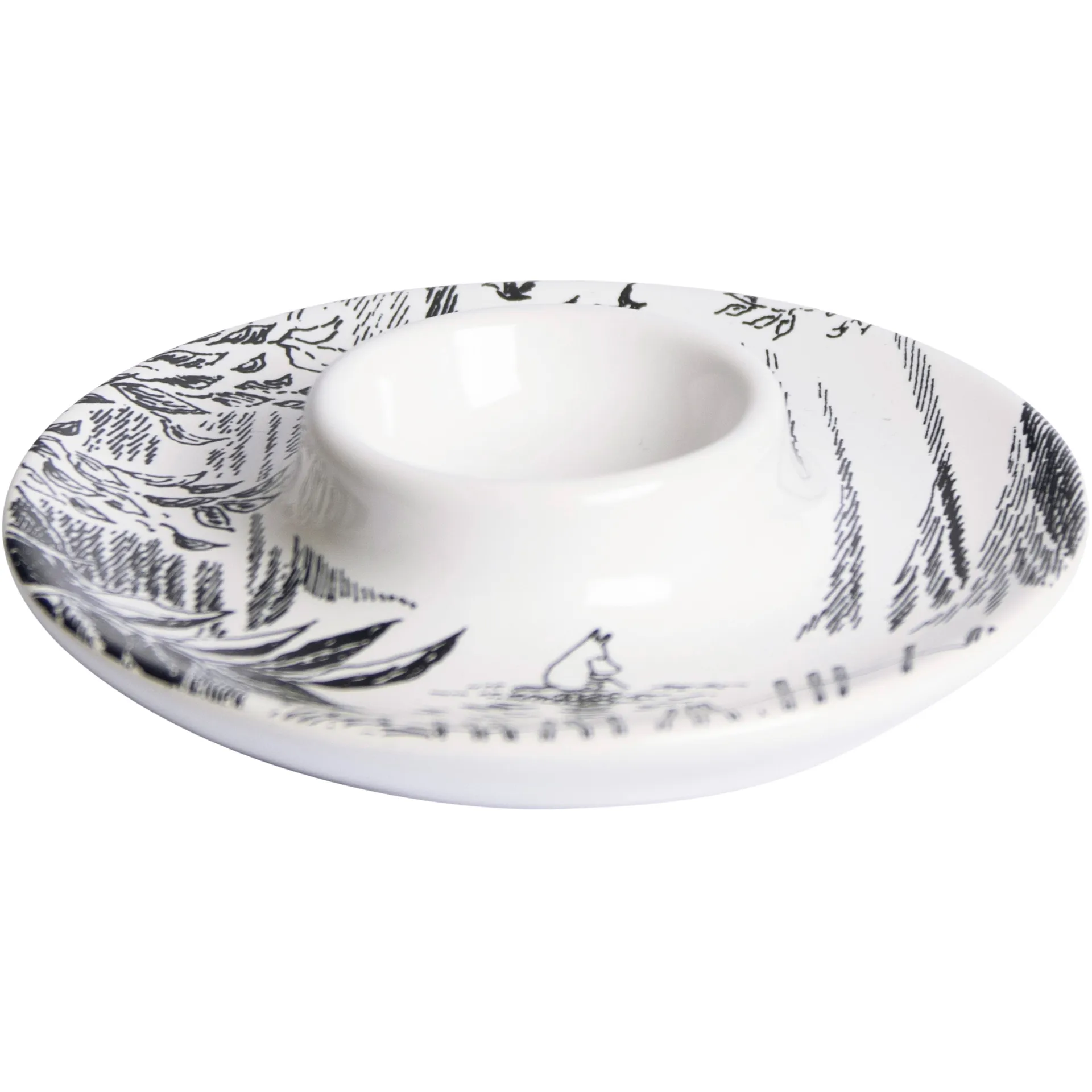 Moomin eierdop met schoteltje, Zwart-wit Pluto Design