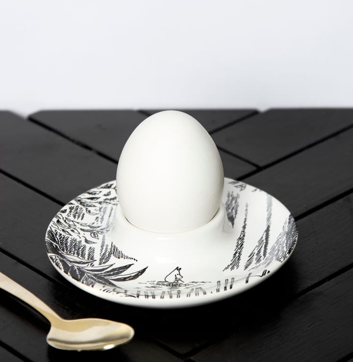 Moomin eierdop met schoteltje, Zwart-wit Pluto Design