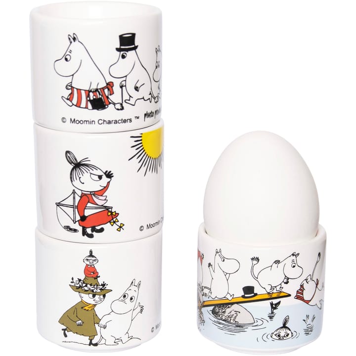 Moomin gekleurde eierdoppen 4-delig - Wit met motief - Pluto Design