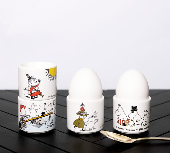 Moomin gekleurde eierdoppen 4-delig, Wit met motief Pluto Design
