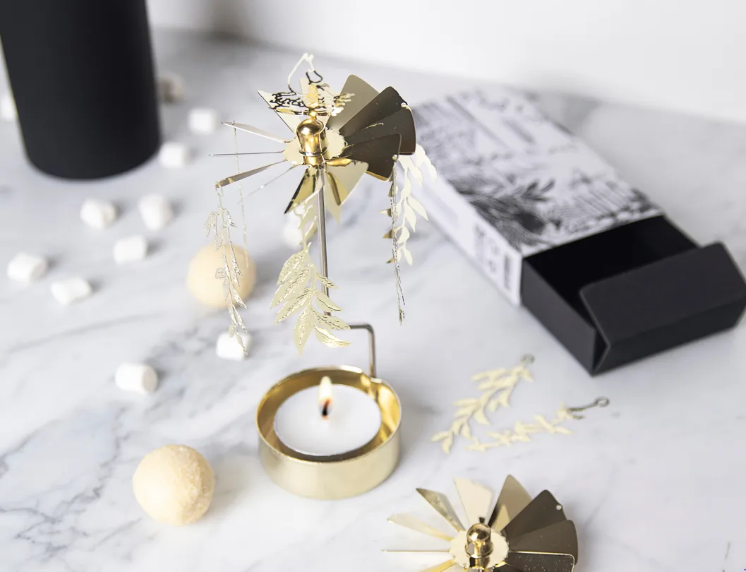 Moominpappa draaiende waxinelichthouder, Goud Pluto Design