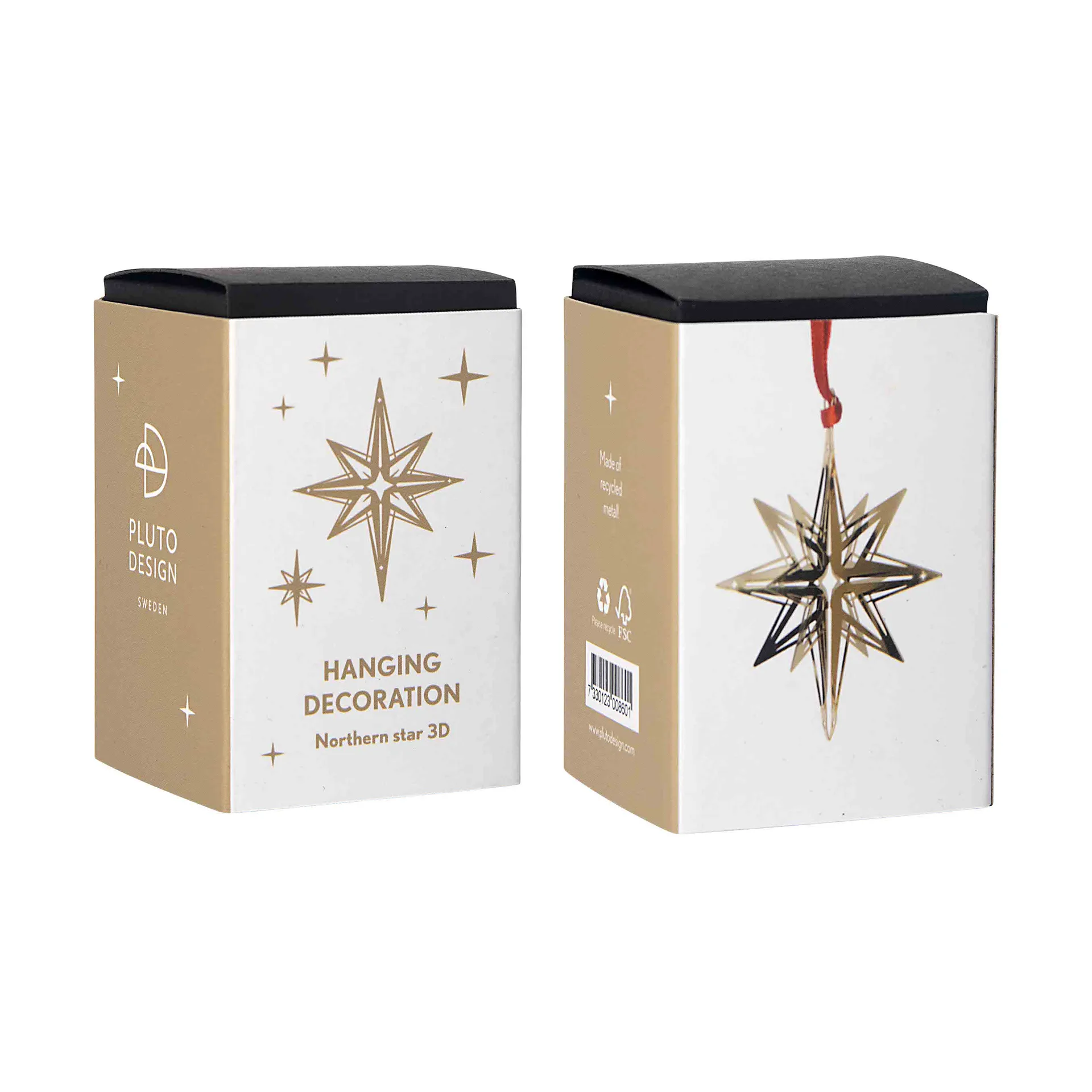 Northern star 3D kersthanger, Goud Pluto Design