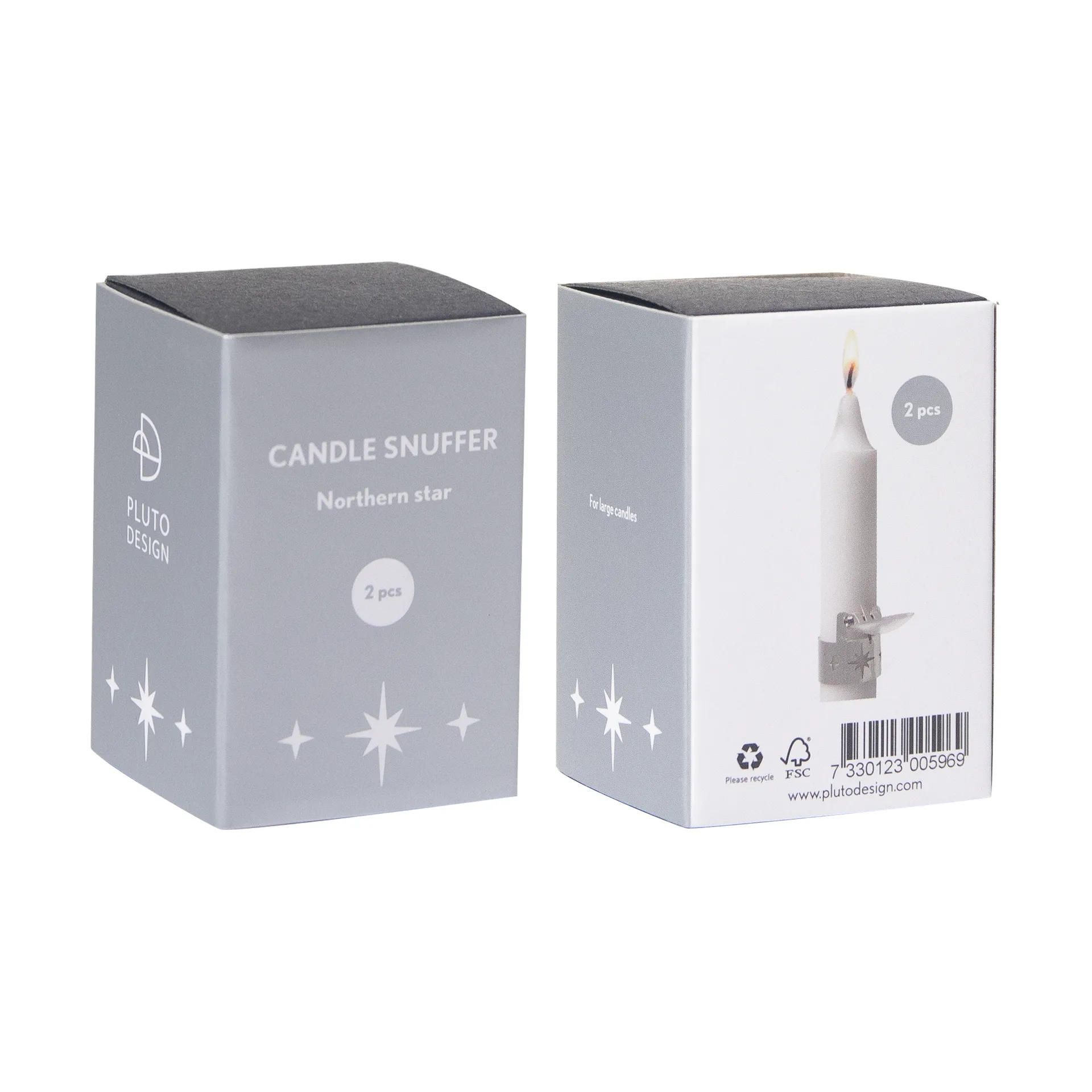 Northern star kaarsendover 2-pack, Zilver Pluto Design