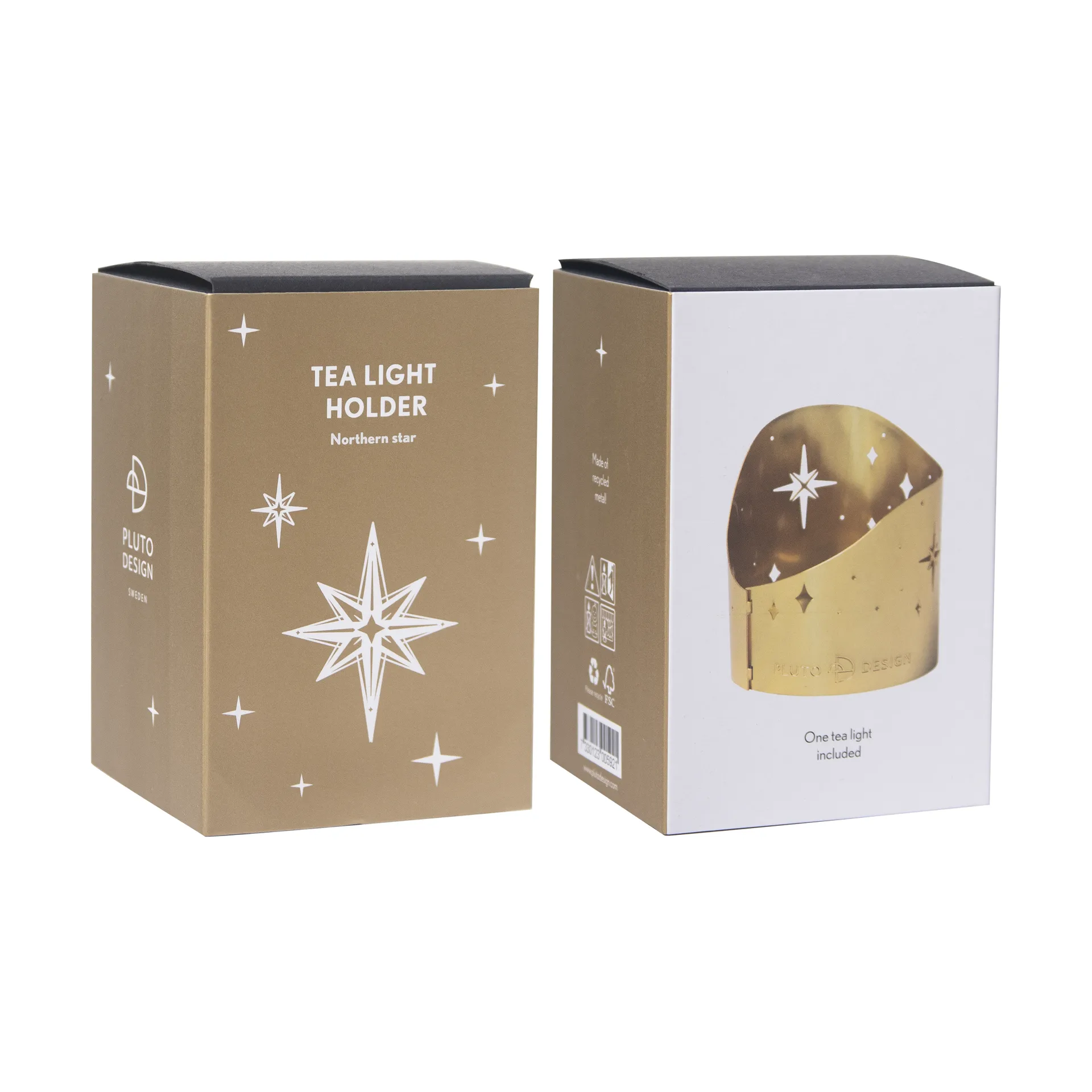 Northern star kaarsenhouder Ø6,5 cm, Verguld metaal Pluto Design