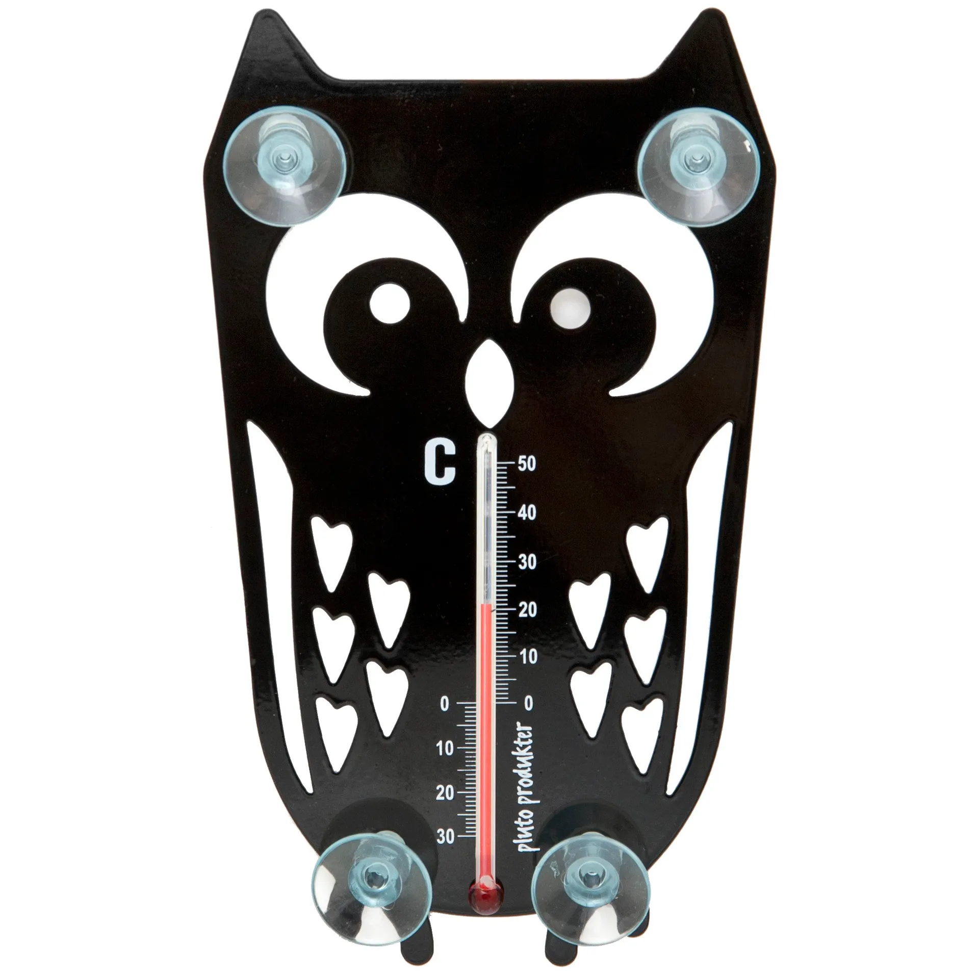 Owl thermometer, zwart Pluto Design