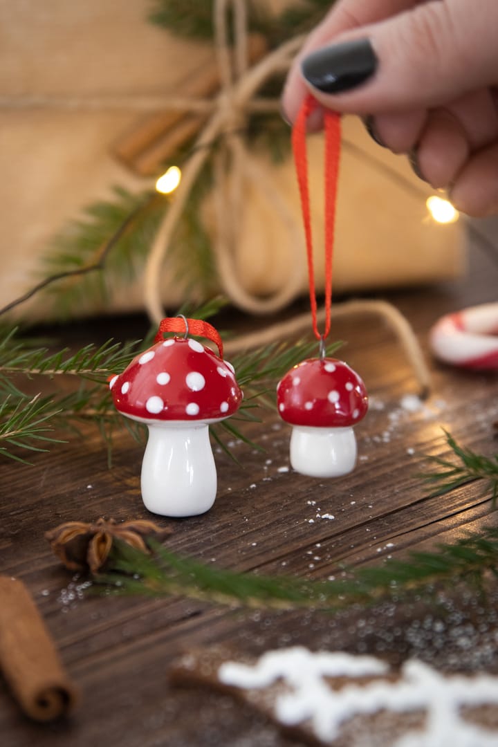 Paddenstoel kerstboomhanger 2 st., Wit-rood Pluto Design