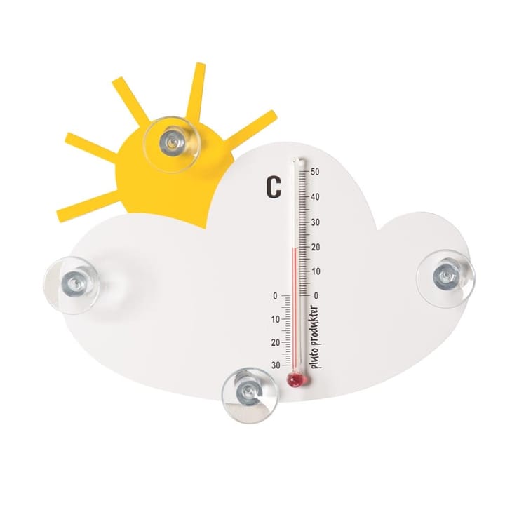 Sol och moln thermometer, wit-goud Pluto Design