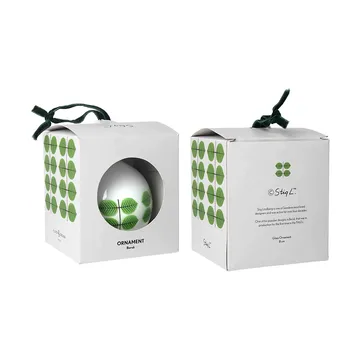 Stig L Berså kerstbal Ø8 cm - Wit-groen - Pluto Design