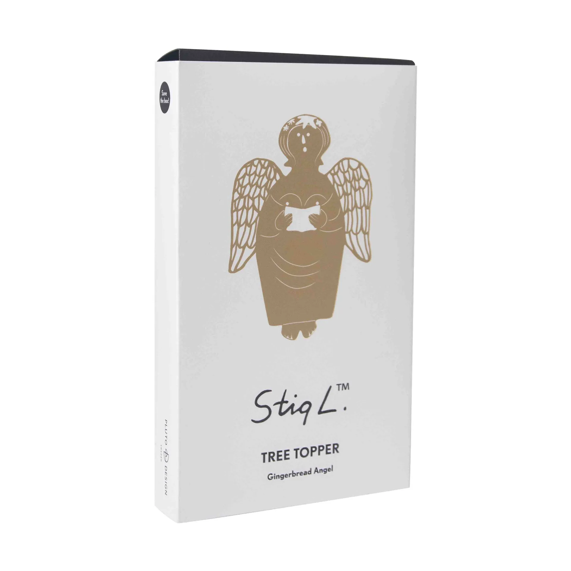 Stig L gingerbread angel topper kerstboompiek, Messing Pluto Design