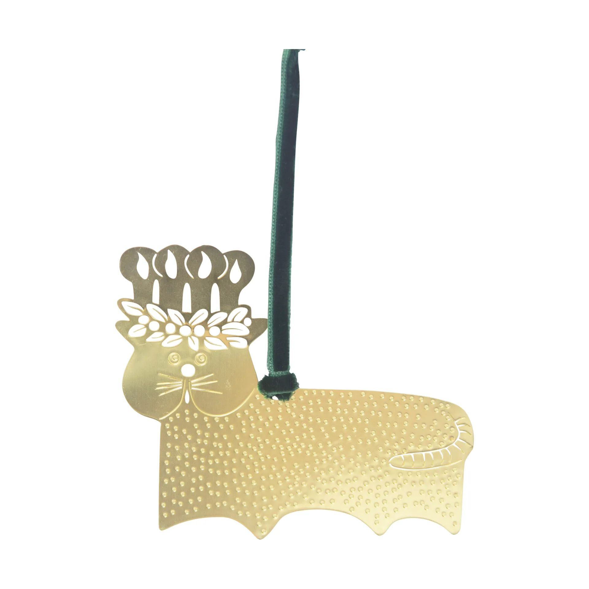 Stig L gingerbread cat decoratiehanger, Goud-messing Pluto Design