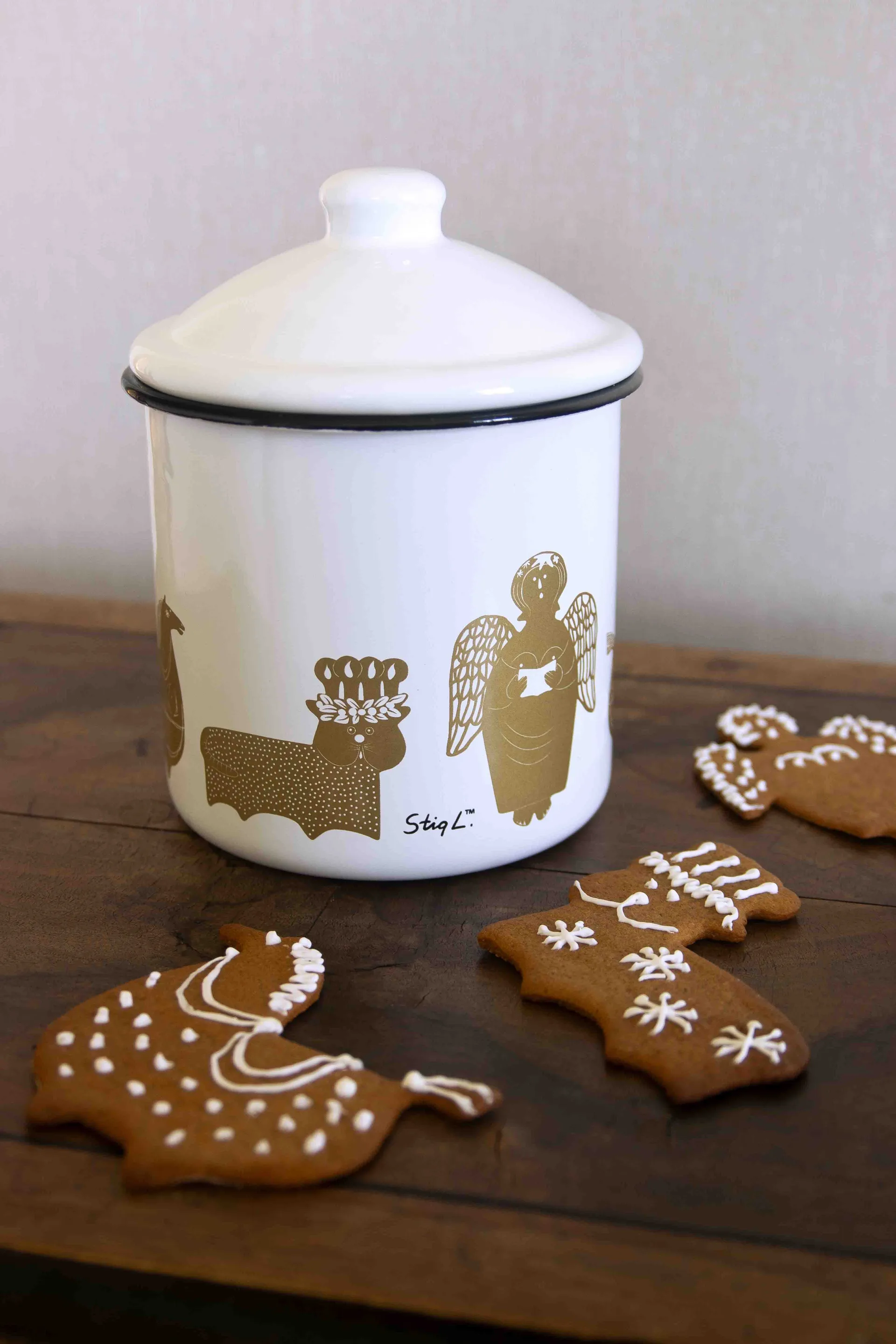 Stig L Gingerbread pot, Wit-goud Pluto Design