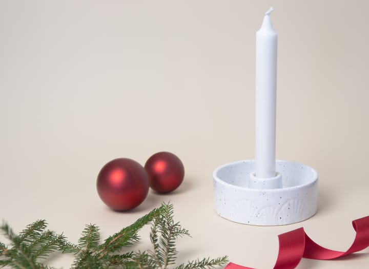 Sun kandelaar keramiek, Wit-gestippeld Pluto Design