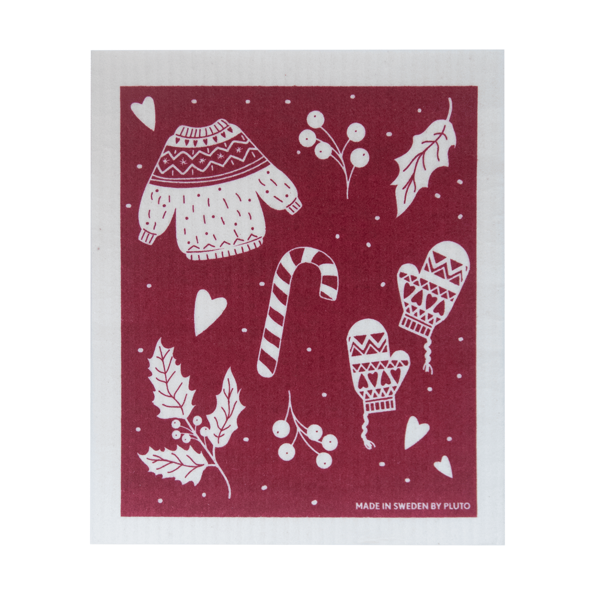 Pluto Design Winter vaatdoek 17x20 cm Rood-grijs | Scandinavisch Interieur | Vaatdoeken & afwasborstels | Rood