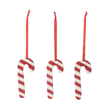 Zuurstok kerstboomhanger 3-pack - Wit-rood - Pluto Design