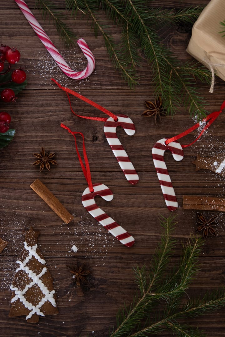 Zuurstok kerstboomhanger 3-pack, Wit-rood Pluto Design