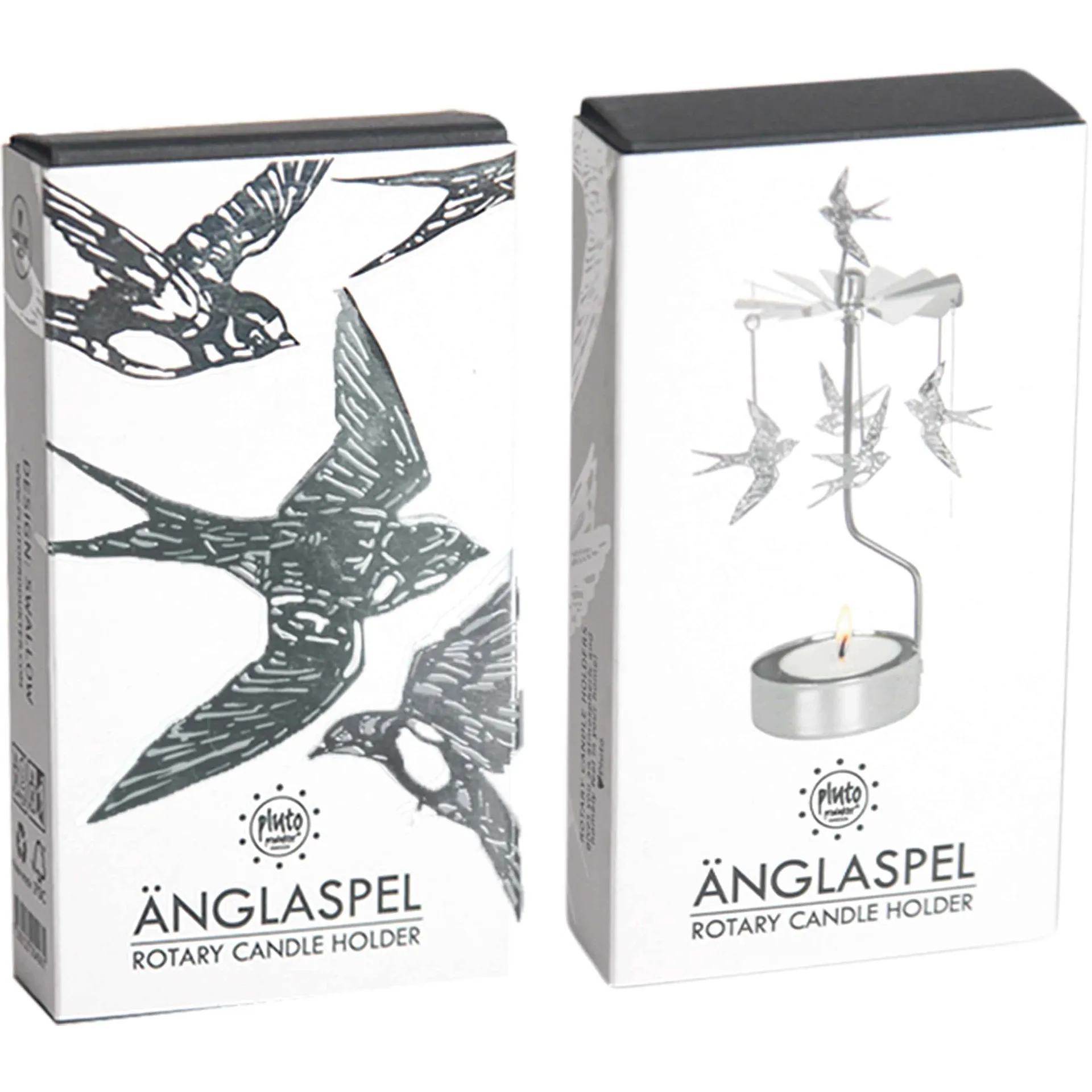Zwaluwen waxinelichtjeshouder, Zilver Pluto Design