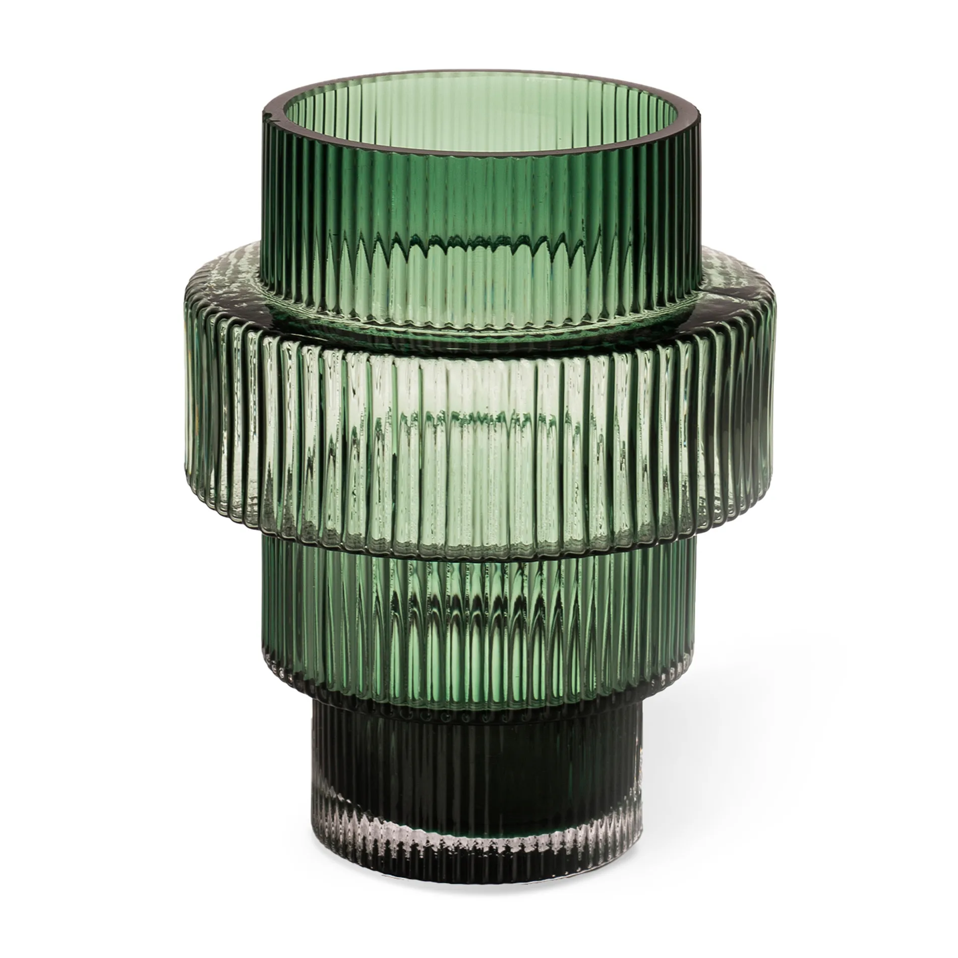 Steps waxinelichtjeshouder Ø12 cm, Dark green POLSPOTTEN