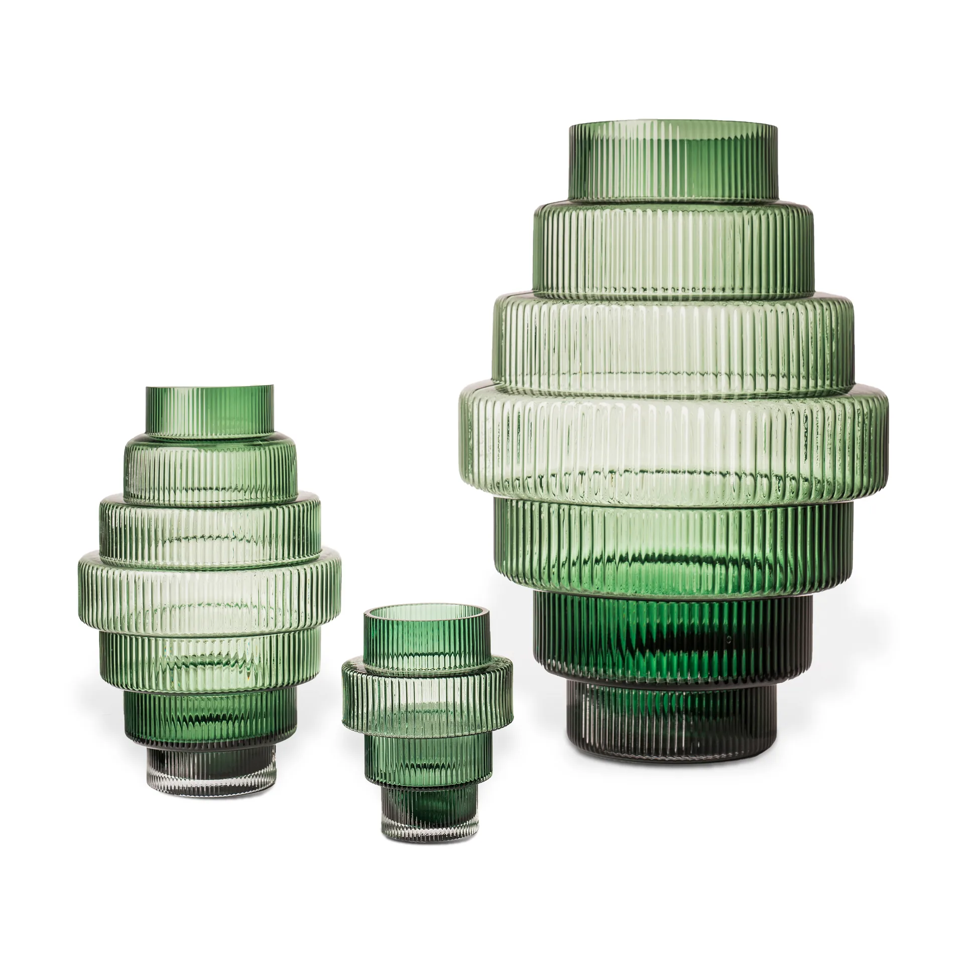 Steps waxinelichtjeshouder Ø12 cm, Dark green POLSPOTTEN