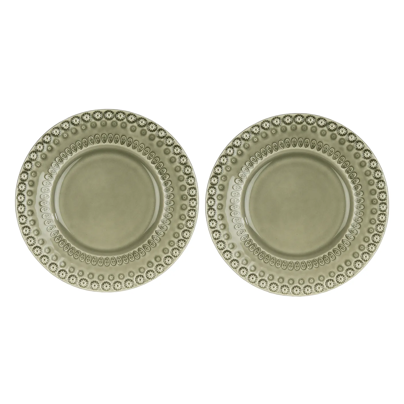 Daisy dessertbordje Ø22 cm 2-pack, Faded army (groen) PotteryJo