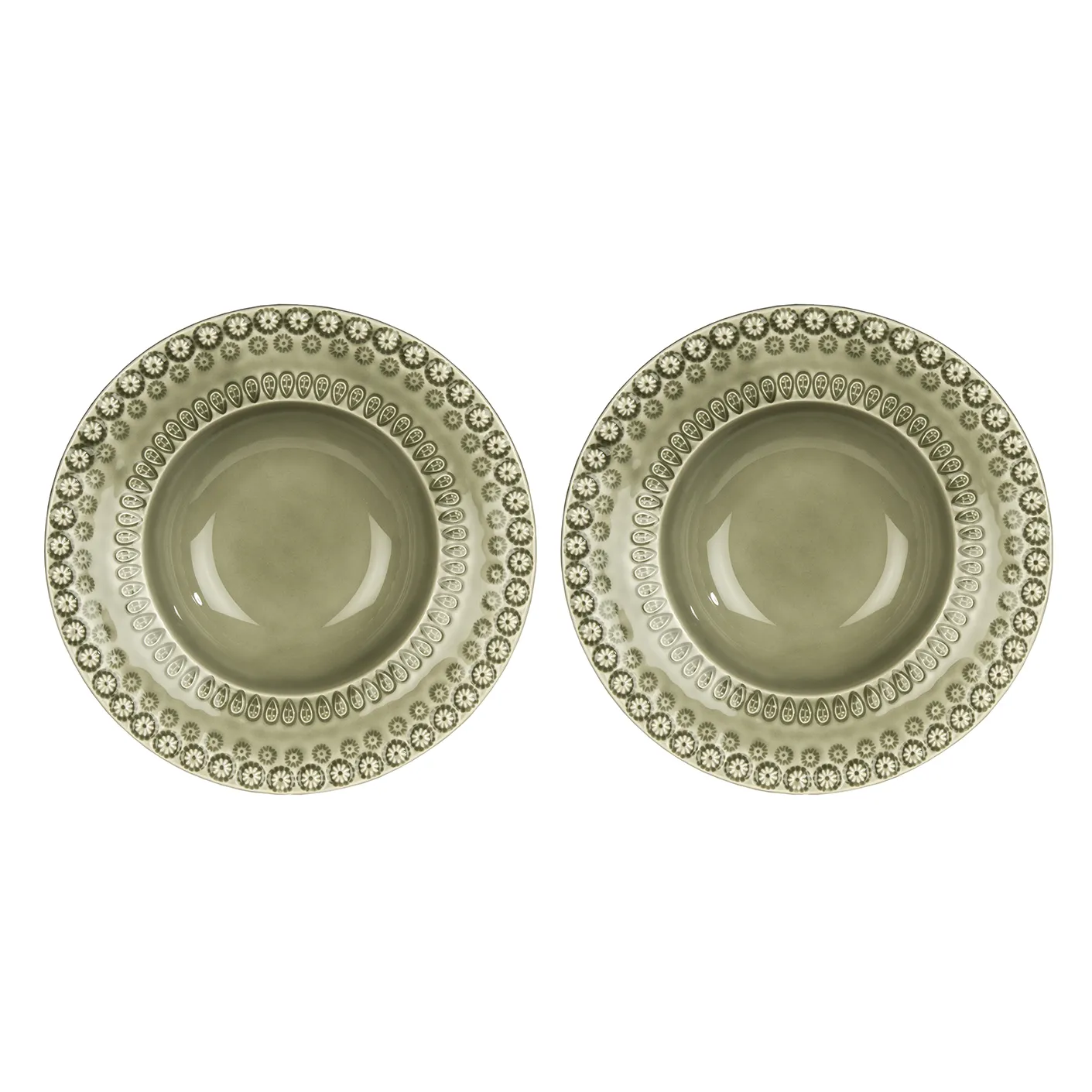 Daisy diep bord Ø 21 cm 2-pack, Faded army (groen) PotteryJo