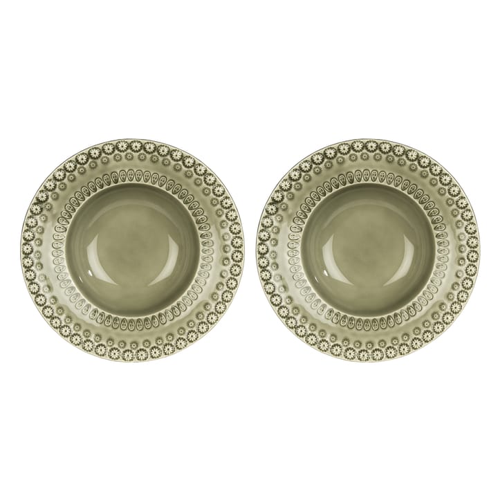 Daisy diep bord Ø 21 cm 2-pack - Faded army (groen) - PotteryJo