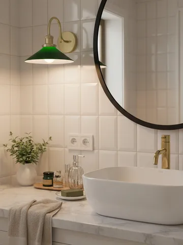 August wandlamp - Groen-messing - PR Home